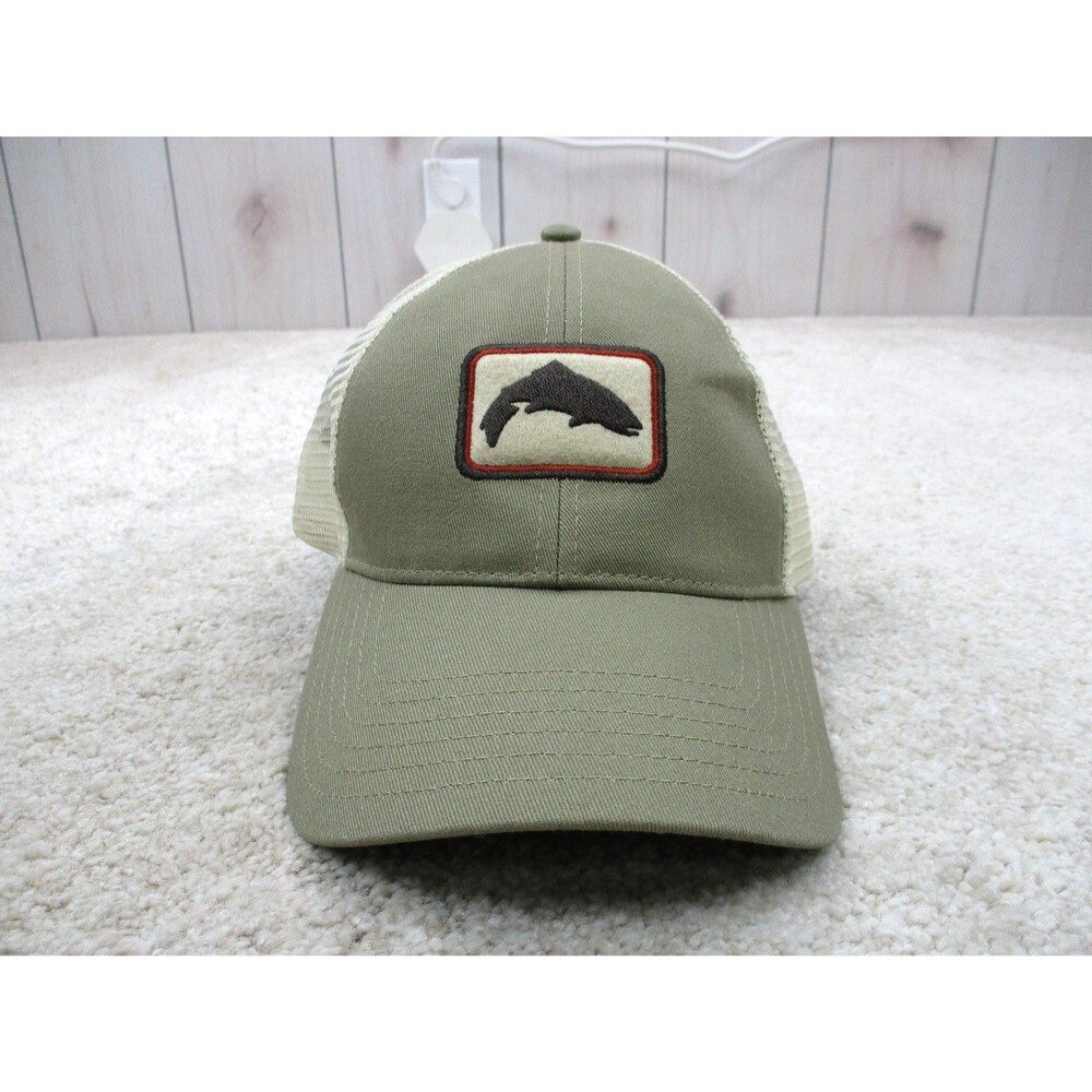 Simms Hat Cap Snap Back One Size Green Trucker Mesh Back Fishing Fisherman Mens